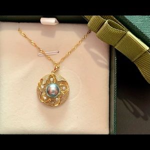 Saltwater Cultured Tahitian Pearl Necklace Pendant | Real Black Black Pearl